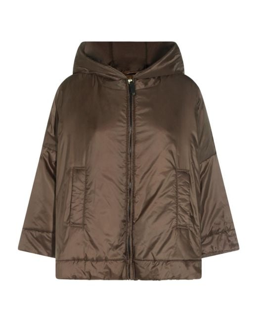 Max Mara Brown The Cube Fiore Quilted Hooded Jacket