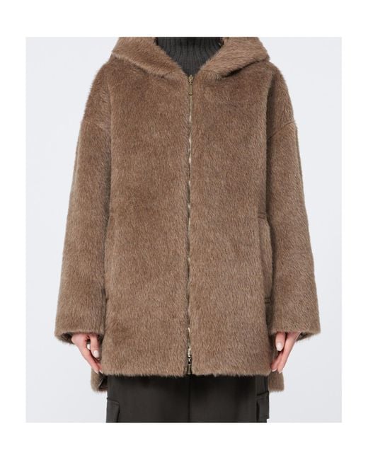 Max Mara Brown The Cube Spacefe Quilted Hooded Jacket