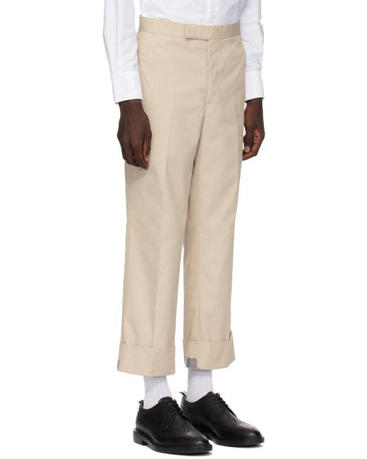 Thom Browne Natural Mid-Rise Cropped Trousers for men