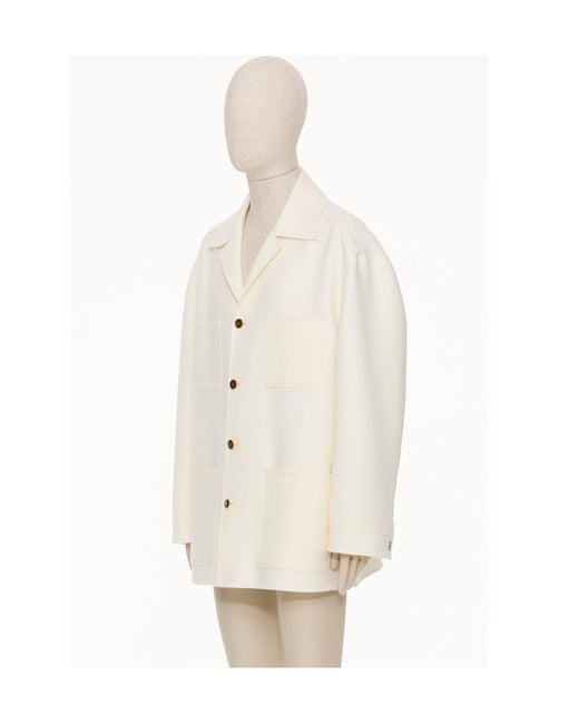 Valentino White Vlogo Signature-Buttons Shirt Jacket for men
