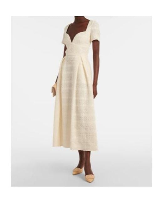 Elie Saab White Macramé Midi Dress