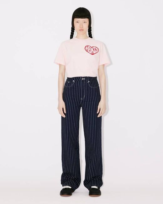 KENZO Blue Sashiko Stitch Wide Leg Jeans
