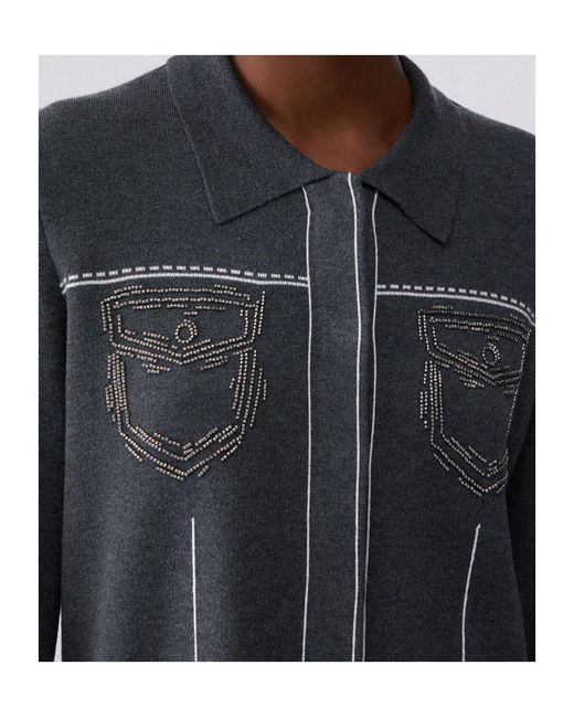 Liu Jo Gray Knit Jacket With Beads