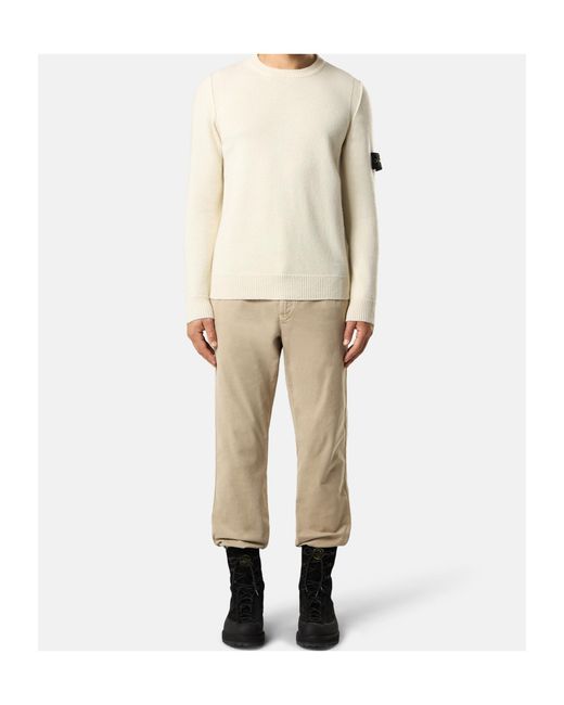 Stone Island White Logo Patch Crewneck Jumper for men