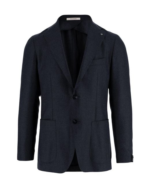 Tagliatore Blue Single-Breasted Patch-Pocket Blazer for men