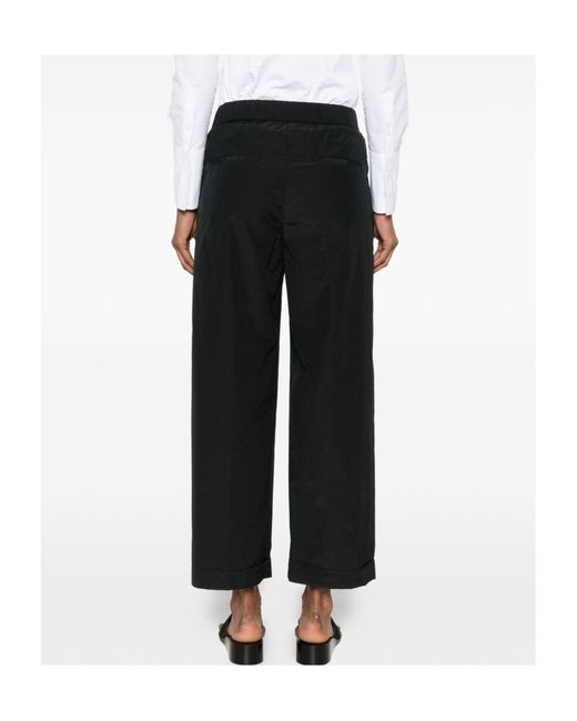 Peserico Black Elasticated-Waistband Turned-Up-Cuff Trousers