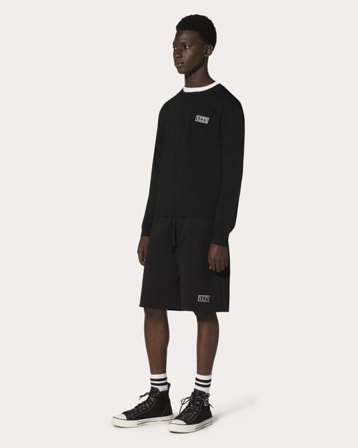 Valentino Black Vltn Patch Track Shorts for men