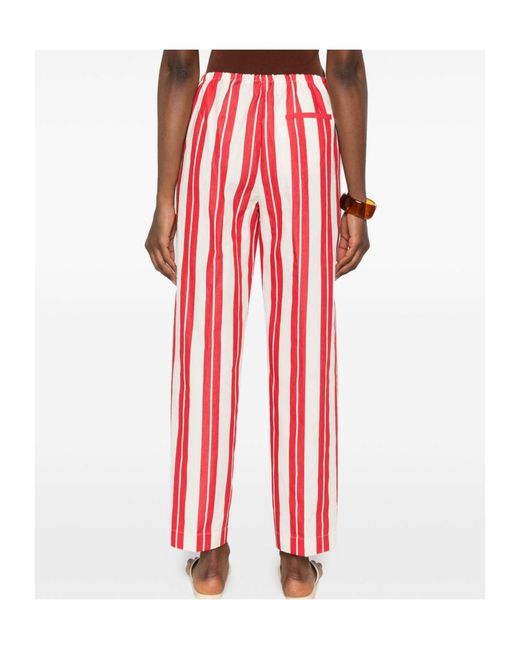 Forte_forte Red Striped Drawstring-Fastening Trousers