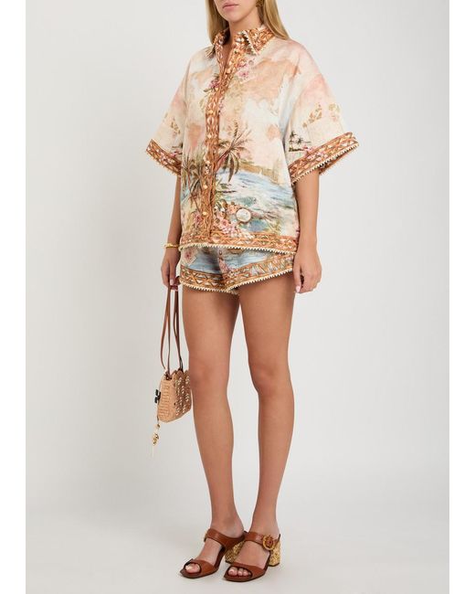 Zimmermann Natural Mohan Printed Linen Shirt