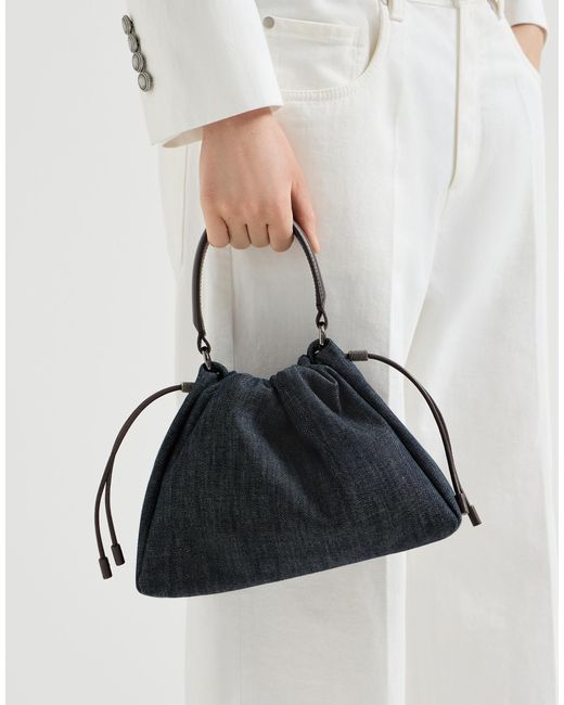 Brunello Cucinelli Black Mellow Small Bucket Bag