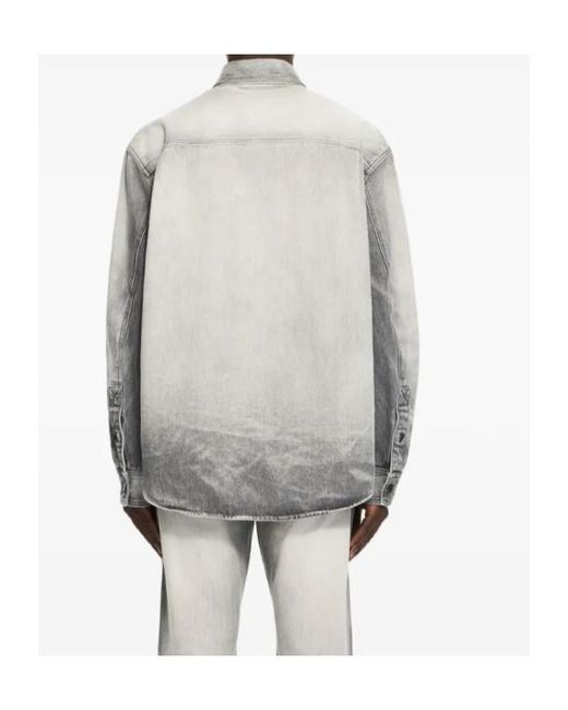 Off-White c/o Virgil Abloh Gray Diagonal Embroidered Denim Jacket for men