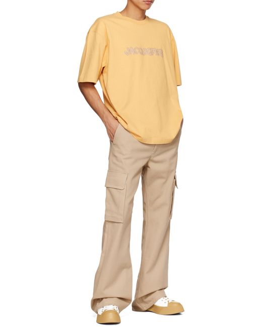 Jacquemus Multicolor Raphia Embroidered Logo T-Shirt for men