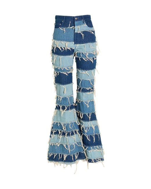 Sportmax Blue Patchwork Bootcut Jeans
