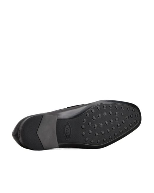 Tod's Black Double T Plaque Almond Toe Loafers for men