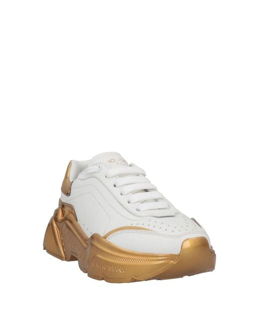 Dolce & Gabbana White Two-Tone Leather Platform Sneakers