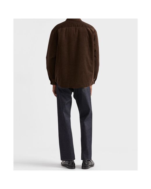 Prada Brown Logo Detailed Long-Sleeved Shirt for men