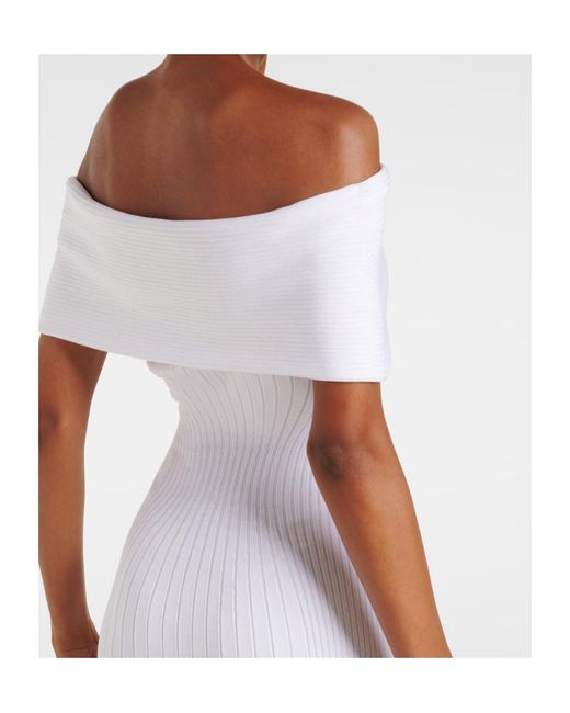 Mugler White Rib Knit Sleeveless Dress