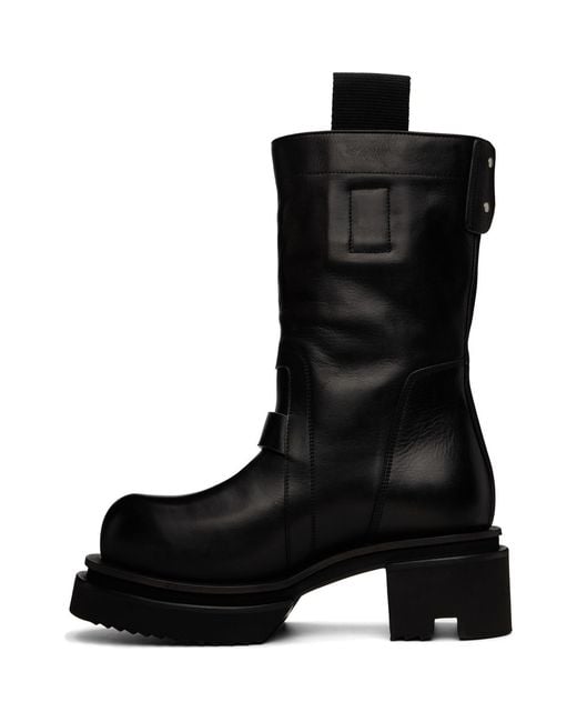 Rick Owens Black Platform Leather Boots