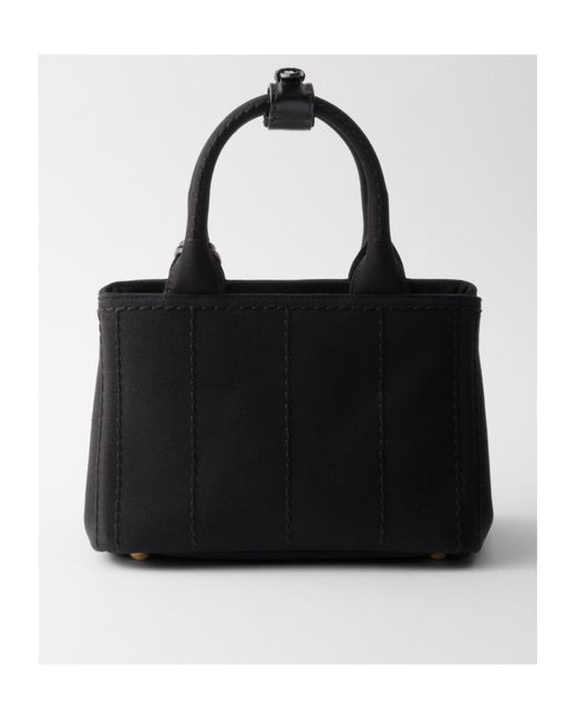 Prada Black Jardinière Cotton Canvas Mini Handbag