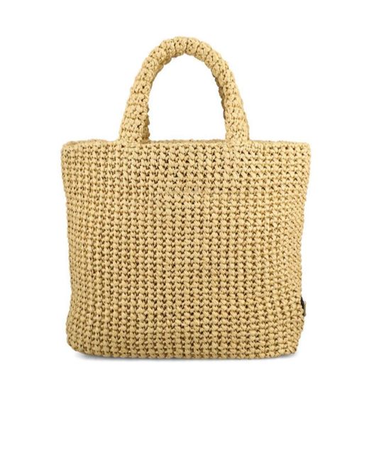 Prada Metallic Small Crochet Logo Handbag