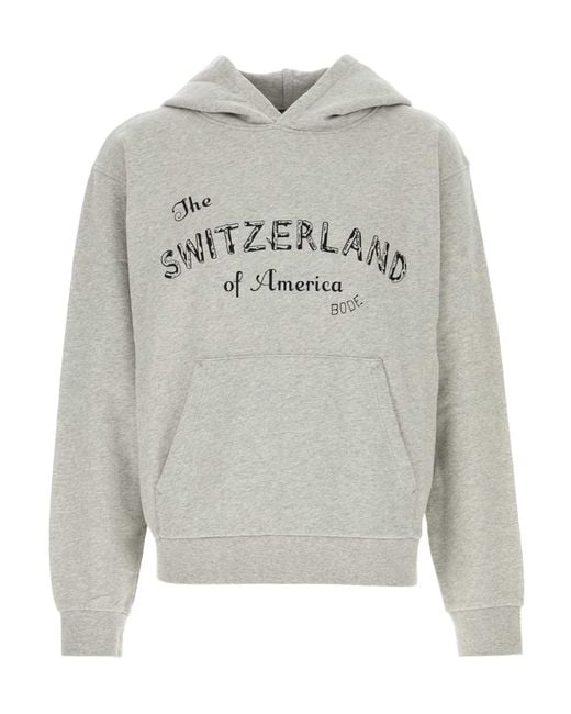 Bode Gray Long-Sleeved Hooded Sweatshirt for men