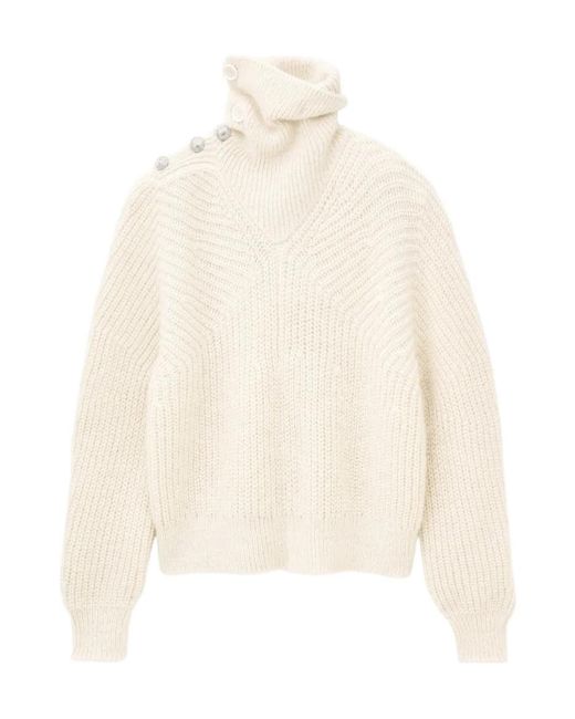 Ba&sh White Roumane Button Sweater
