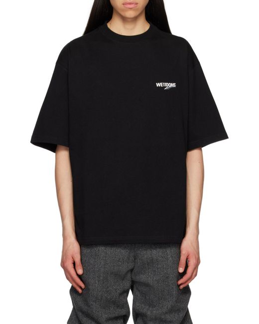 we11done Black Logo Cotton T-Shirt for men