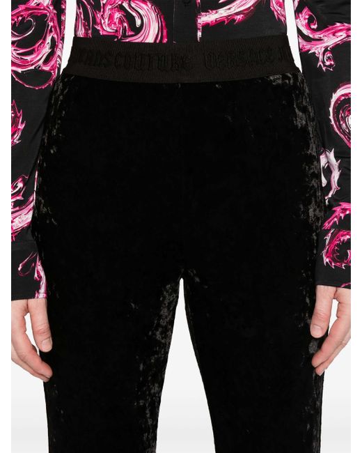 Versace Jeans Black Logo-Waistband Trousers