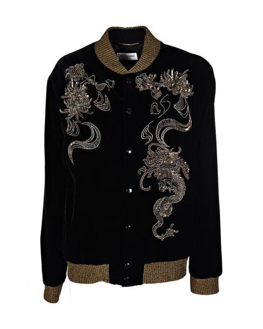 Saint Laurent Black Long-Sleeved Pilot Baseball Casual Jacket for men