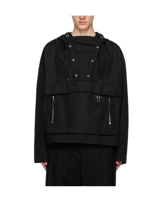 Wooyoungmi Black Hooded Long-Sleeved Casual Jacket for men