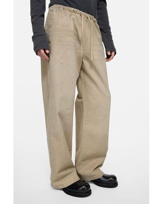 Acne Natural Drawstring Casual Pants for men