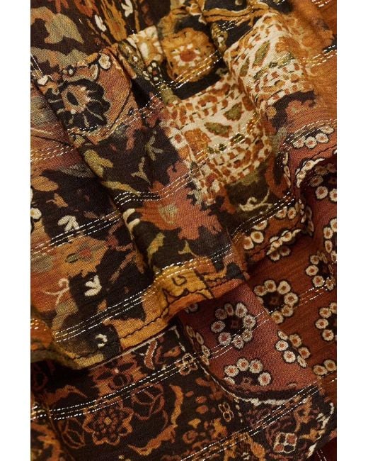 Ba&sh Brown Pixie Ruffled Printed Top