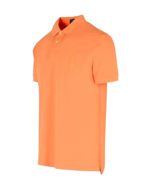 Polo Ralph Lauren Orange Custom Slim Fit Big Pony Polo Shirt for men