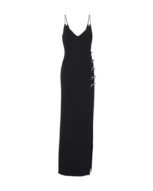 Elie Saab Black Embellished Bow-Detail Cady Gown