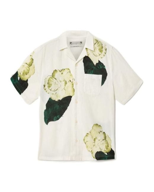 AllSaints White Nouvelle Short Sleeve Linen Blend Shirt for men