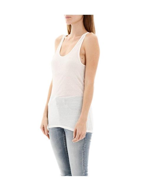 Saint Laurent White Sleeveless Ribbed Tank Top