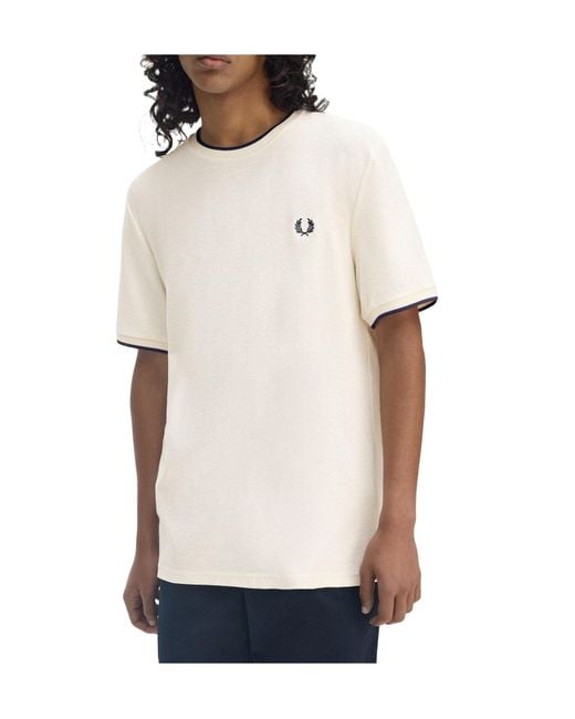 Fred Perry White Tipped Crewneck Shortsleeve Tshirt for men