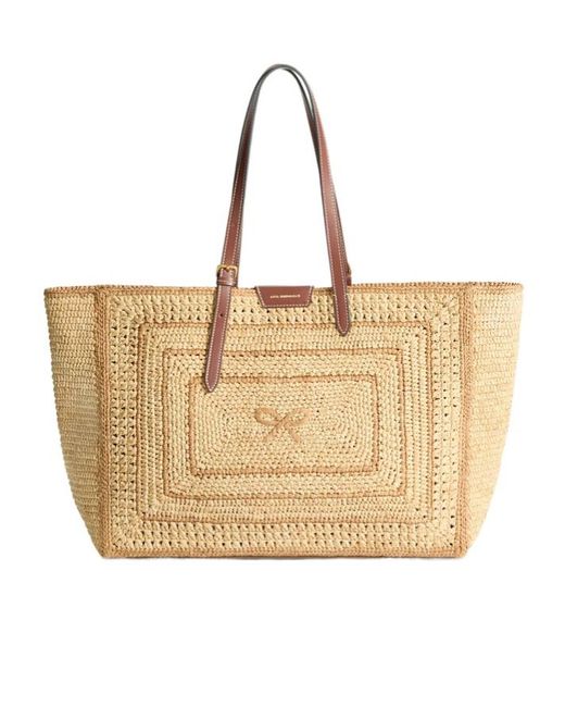 Anya Hindmarch Natural Large Bow-Detail Raffia Tote Bag