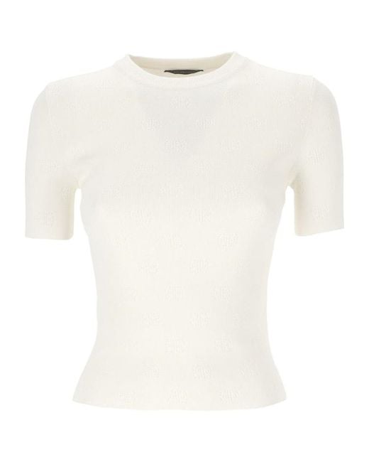 Balenciaga White Crewneck Knitted Top