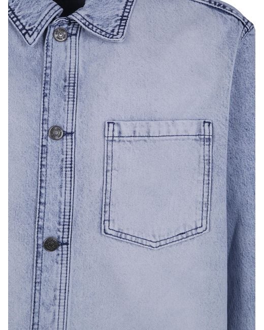 Les Deux Blue Bleached Denim Overshirt for men
