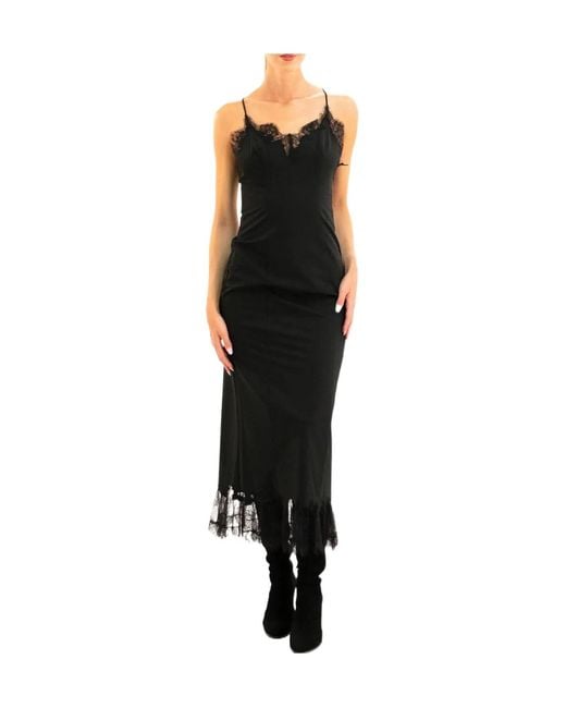 Staud Black Lace Trim Maxi Dress