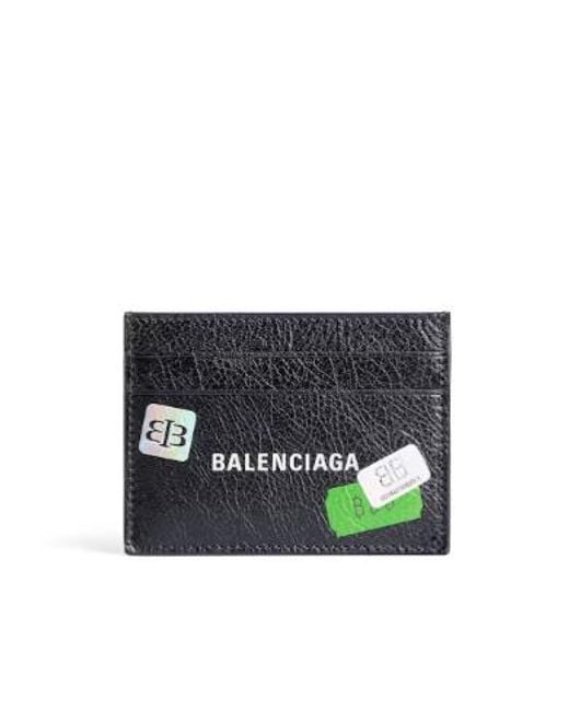 Balenciaga Black Sticker Printed Cash Card Holder for men