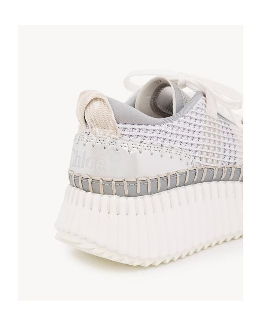 Chloé White Chloé Nama Lace-Up Sneakers