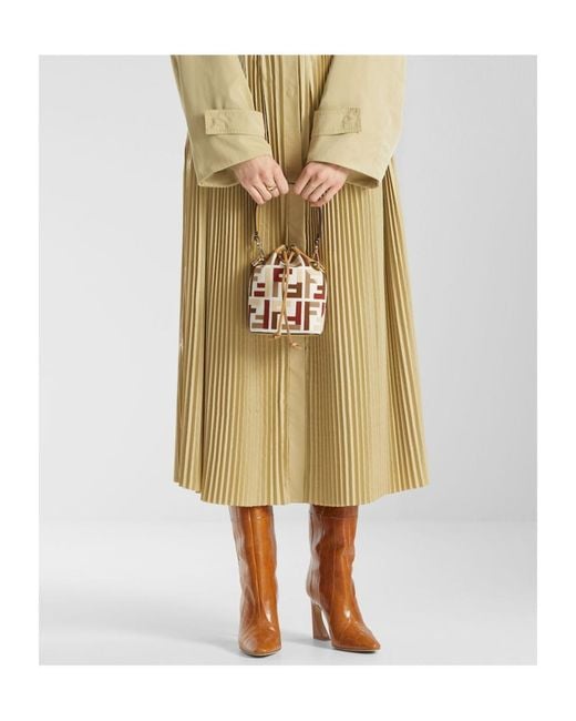 Fendi White Mon Tresor Drawstring Bucket Bag