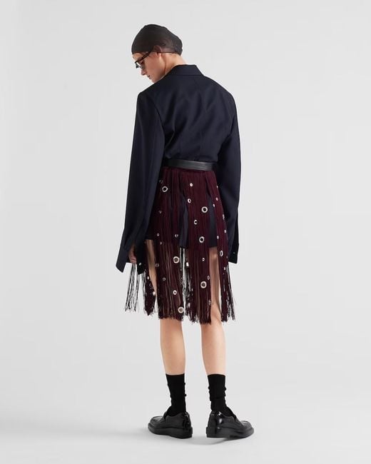 Prada Blue Pinstripe Single-Breasted Shirt Jacket
