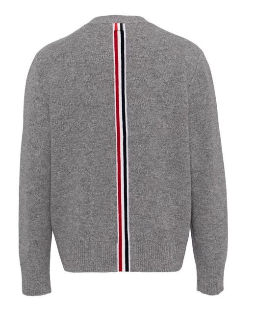 Thom Browne Gray Striped Long-Sleeved Cardigan for men