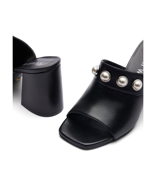 Stuart Weitzman Black Square-Headed High-Heeled Slippers