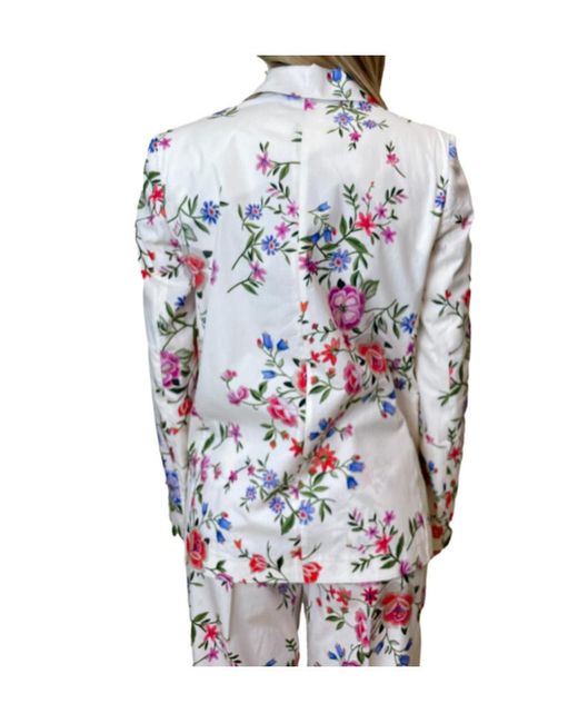 Liu Jo White Single-Breasted Floral Blazer