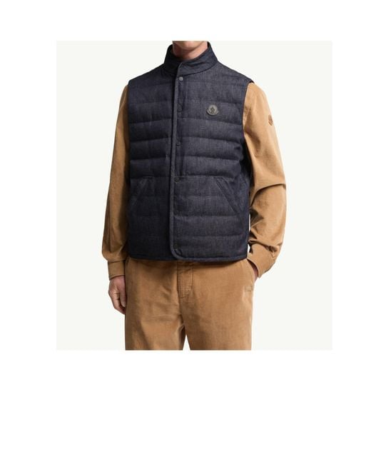 Moncler Blue Liorane Denim Down Vest for men