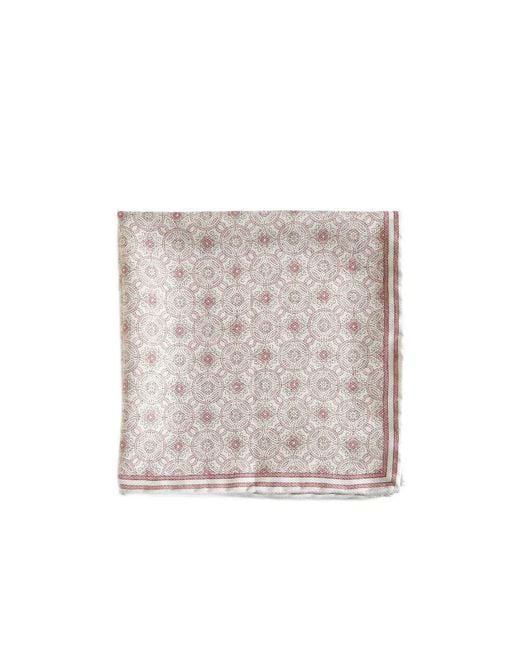 Brunello Cucinelli Gray Geometric-Printed Finished Edge Pocket Square for men